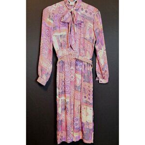 Vintage Polyester Dress Petites by Willi 70s 80s Retro USA Vtg Size 4 Belted Lav